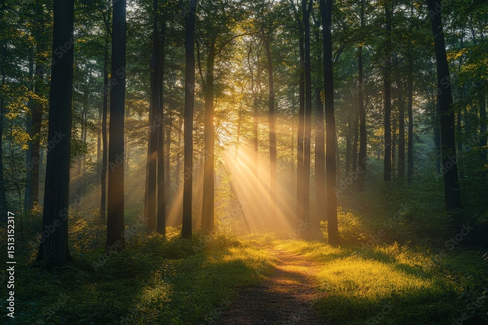 Fototapeta premium Beautiful morning in the forest