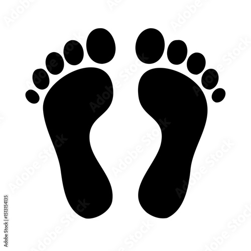 Barefoot Prints Simple Black Footprint Illustration