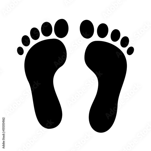 Barefoot Prints Simple Black and White Footprint Illustration