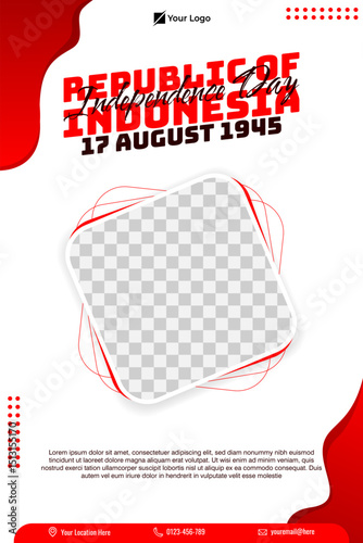 Indonesia independence day social media potret poster template