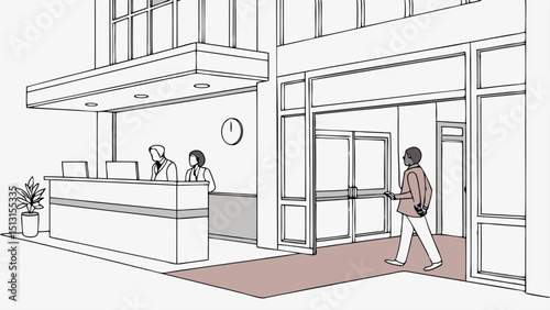 Office Lobby Vector Illustration