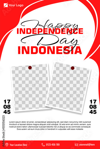 Indonesia independence day social media potret poster template