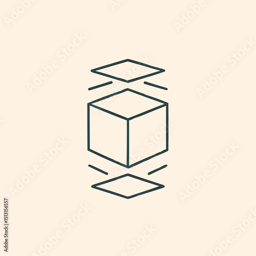 Minimal cube with levitating sides — anti-gravity tech.