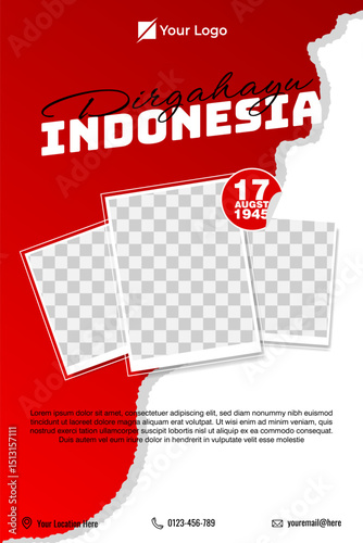 Indonesia independence day social media potret poster template