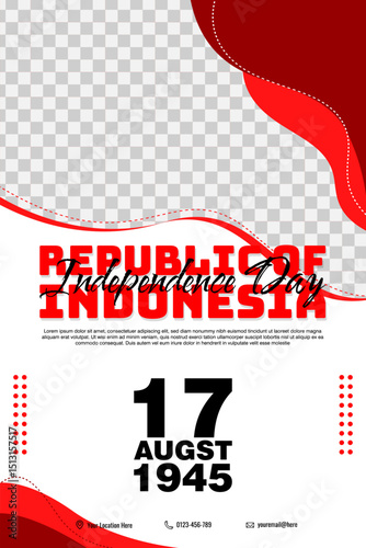 Indonesia independence day social media potret poster template