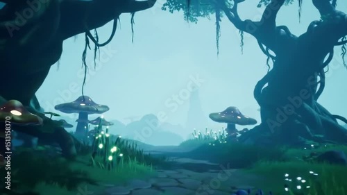 Fairytale scenes of fantasy landscapes with dragons and fairies often feature deep blue underwater textures, sunlight waves, and abstract light