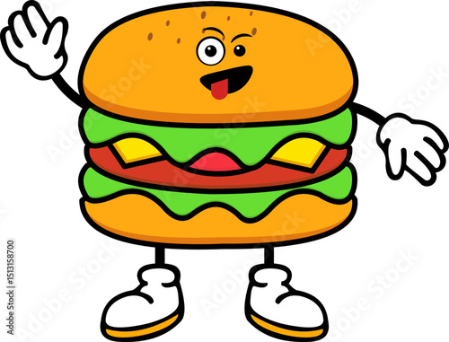 Cute Burger Cartoon Illustration