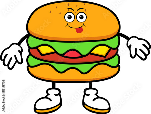 Cute Burger Cartoon Illustration