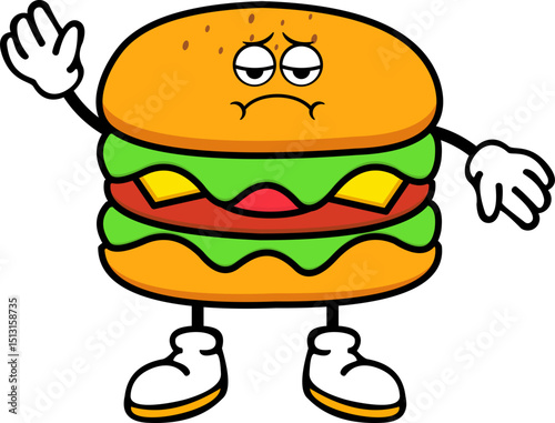 Cute Burger Cartoon Illustration