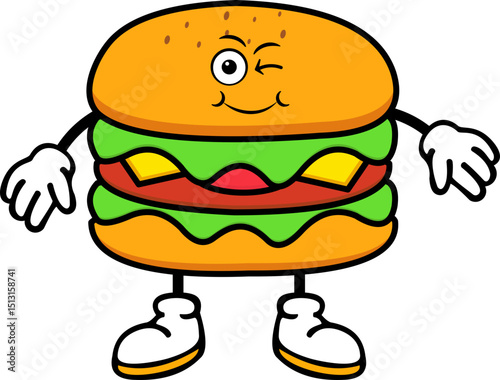 Cute Burger Cartoon Illustration