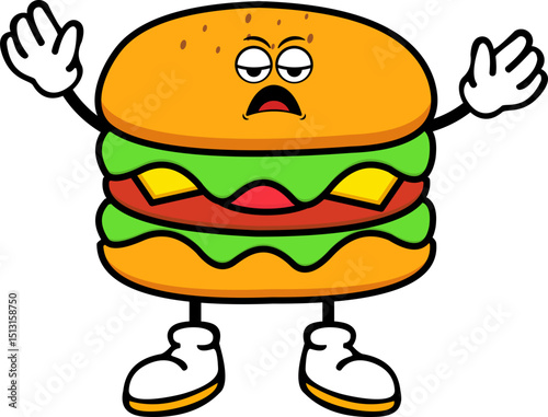 Cute Burger Cartoon Illustration