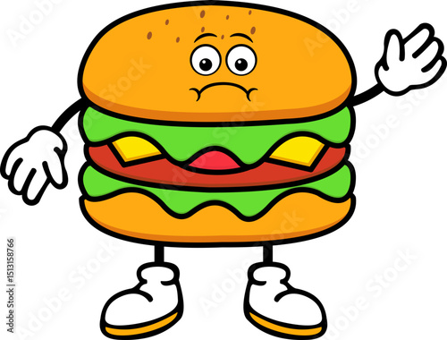 Cute Burger Cartoon Illustration