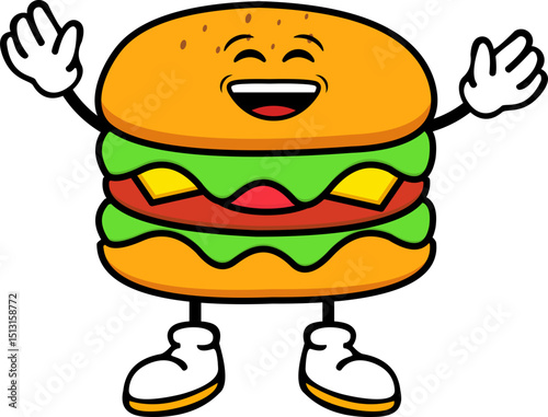 Cute Burger Cartoon Illustration