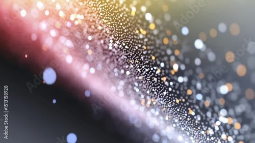 Abstract animation shows a multitude of glowing point moving in a dynamic formation.
