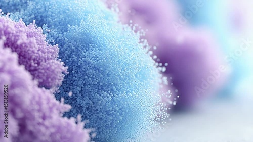 Abstract background animation with tiny sphere in blue and purple color.