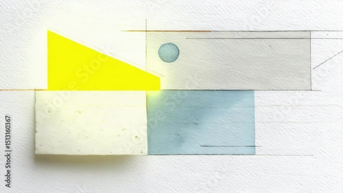 Abstract geometric arrangement with triangle circle rectangle and square.