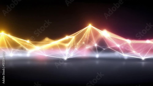 Abstract glowing network connection structure with light effect on dark surface.