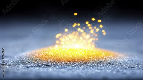 Abstract golden light radiates from a surface creating a magical and ethereal scene.