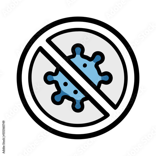 Antibacterial effect symbol with circle and diagonal slash, vector illustration