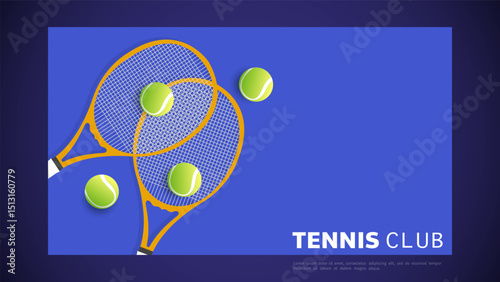 Tennis racket and ball on green background, Indoor Court for use in online sporting events, Illustration for Tennis sports concept, Vector Illustration EPS 10