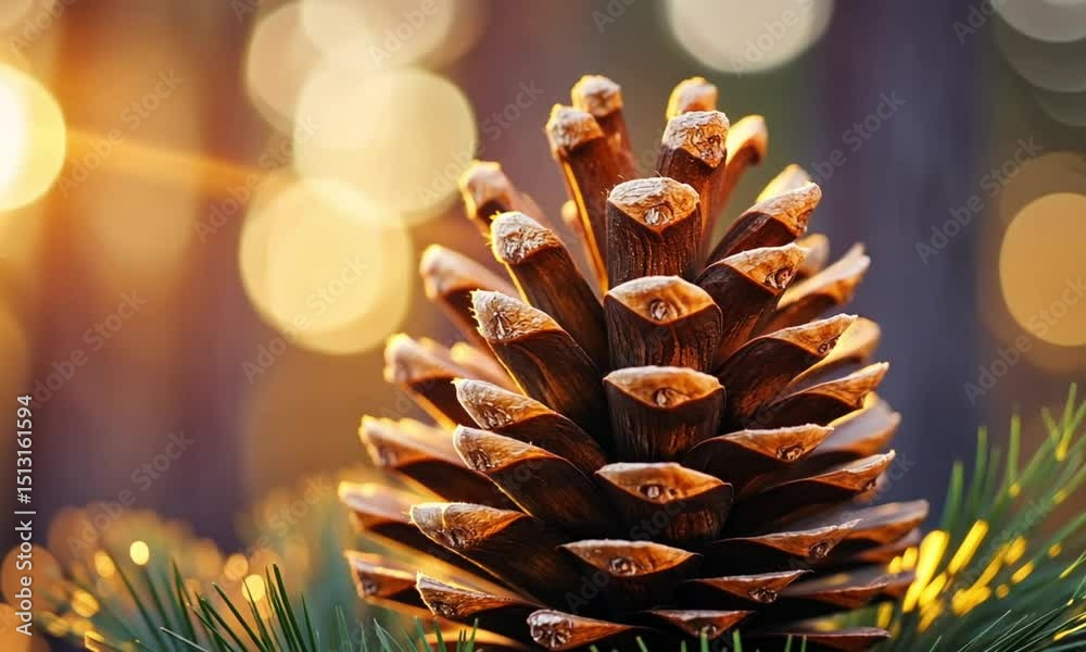 Close-up of a pine cone in golden light