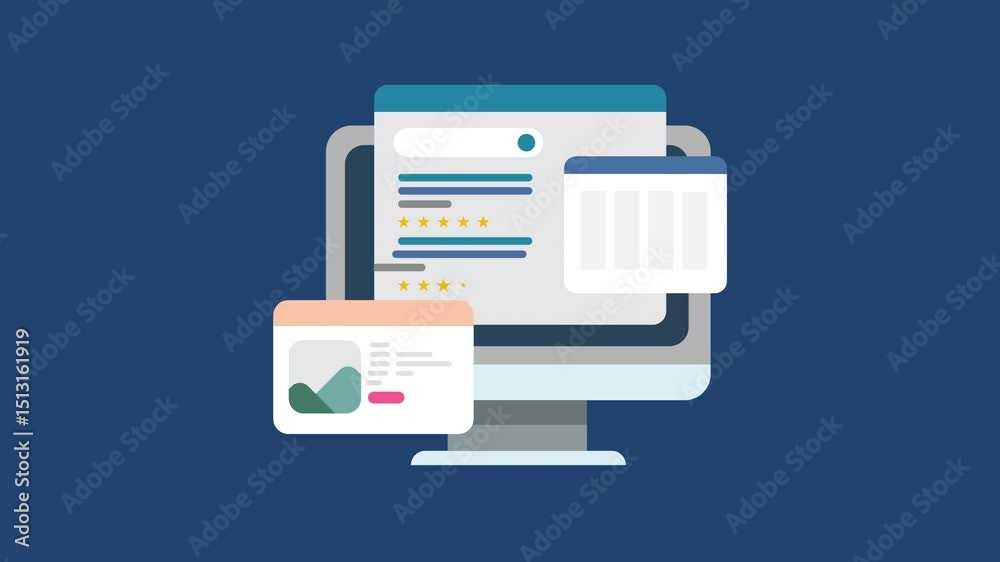 Website ranking monitoring, Search engine optimization for organic traffic 2d animation with alpha matte