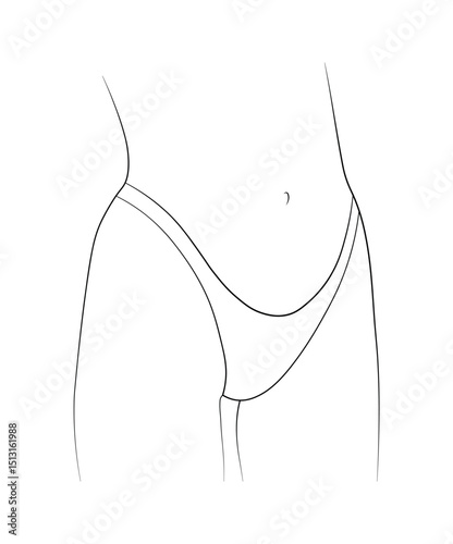 woman panties bikini swimsuit black white drawing