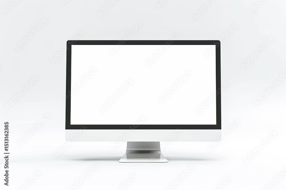 High Resolution Image of Computer Display with Blank White Screen 3D Grey High Resolution Image of Computer Display with Blank White Screen 3D Grey