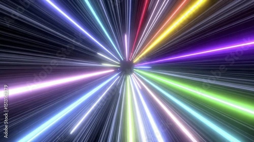 Experience abstract illumination with vibrant light traveling at high velocity.