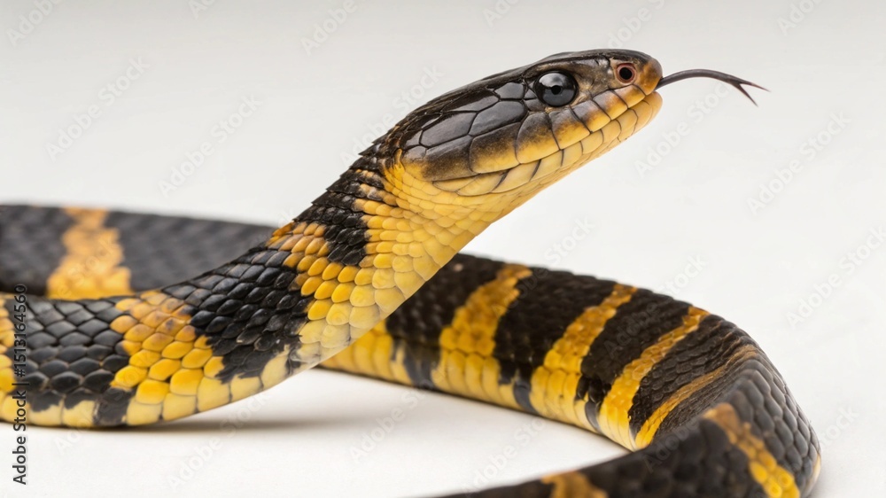 Fototapeta premium Eastern Tiger Snake on studio background