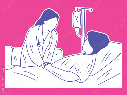 A doctor is checking the condition of a patient's illness. Illustration
