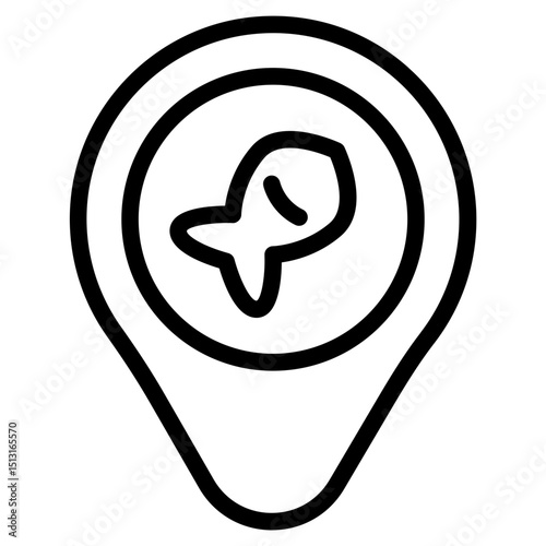 Fish location Line Icon