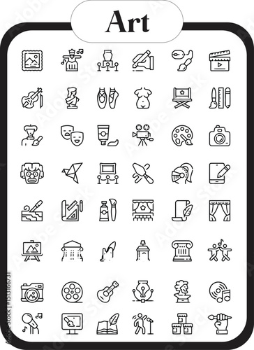 Extensive Art Icon Set 50+ Line Icons for Graphic Design Projects