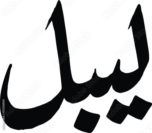 Elegant Arabic Calligraphy Vector EPS File of the Word 'Layl' photo
