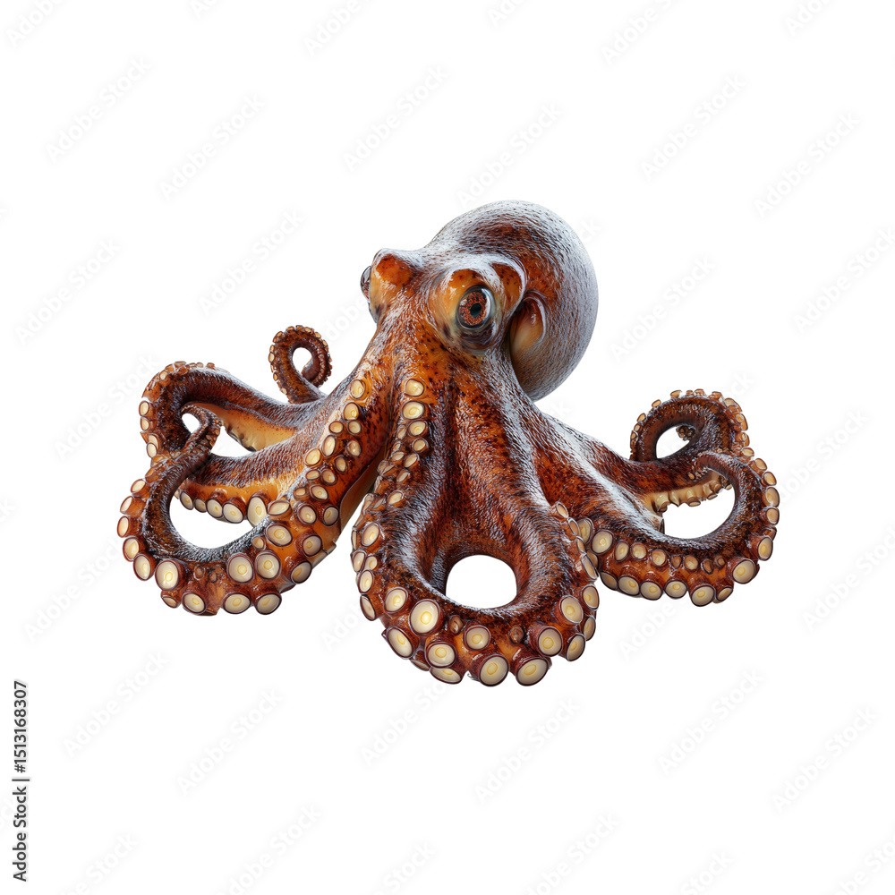 Obraz premium Common Octopus (Octopus vulgaris) - Detailed 3D Render of a Cephalopod