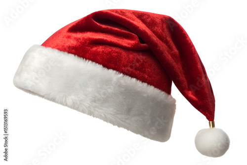 Classic Red Velvet Santa Hat with White Fur Trim - Festive Holiday Headwear
