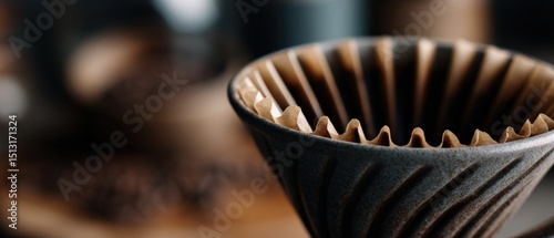 Wallpaper Mural Closeup of ceramic pour over coffee dripper with paper filter, showcasing the art of manual brewing and specialty coffee preparation Torontodigital.ca