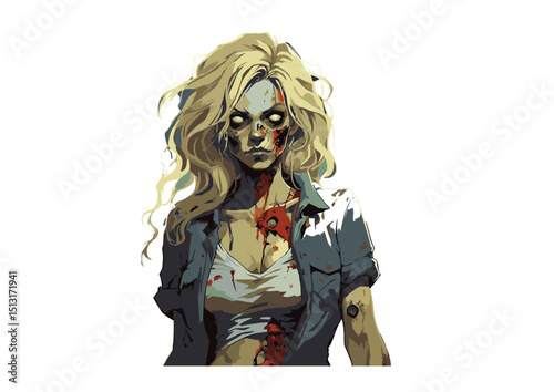 Haunting Illustration of a Female Zombie A Ghastly Portrait of Decay and the Undead