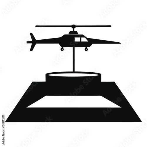Silhouette of Helicopter Landing Pad Vector, Helicopter Landing Pad Silhouette Design

