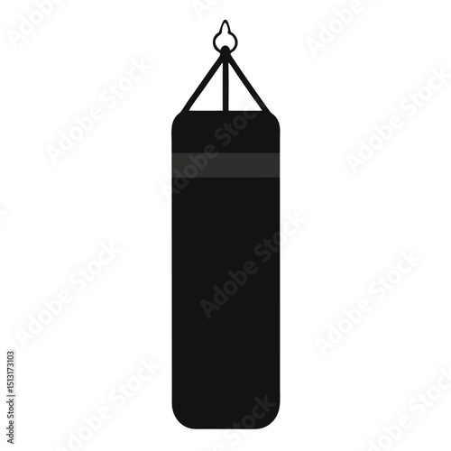 Punching Bag Silhouette Vector on White Background  
Black Punching Bag Icon for Boxing and Fitness  
