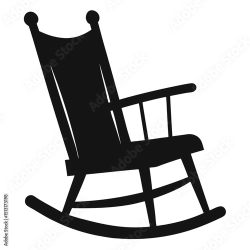 Silhouette of Rocking Chair Vector, Rocking Chair Silhouette Design
