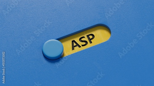 ASP sign on the slide switch.Business Concept.close up of slide switch,Business Concept.3D rendering on blue background.