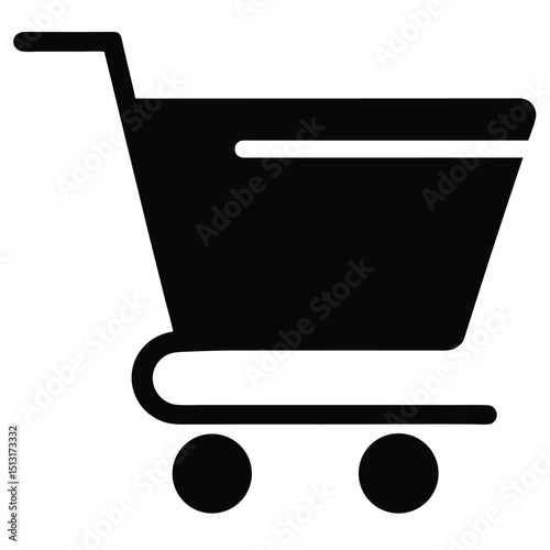 Shopping cart silhouette on white background  
Vector silhouette of a shopping trolley icon  
