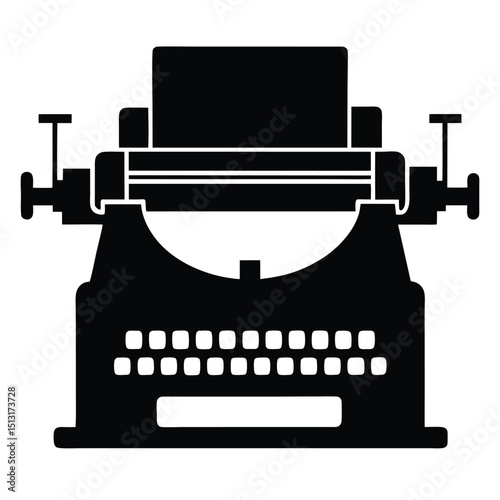 Silhouette of a typewriter on white background  
Typewriter silhouette vector illustration  

