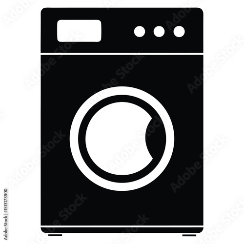 Silhouette of a washing machine on white background  
Washing machine silhouette vector illustration  
