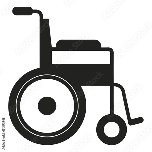 Silhouette of a wheelchair on white background  
Wheelchair silhouette vector illustration  
