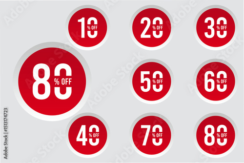 set off new style sale banner offer and sale and % off sign symbol icon. eps vector illustration design. 10 percent to 80 percent off sale. 
