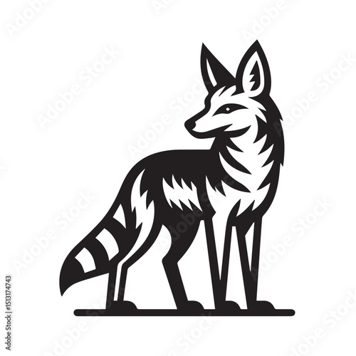 Jackal silhouette black and white vector icon