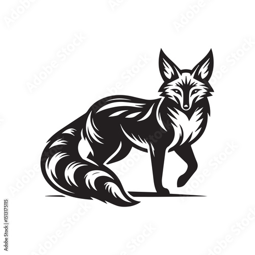 Jackal silhouette black and white vector icon