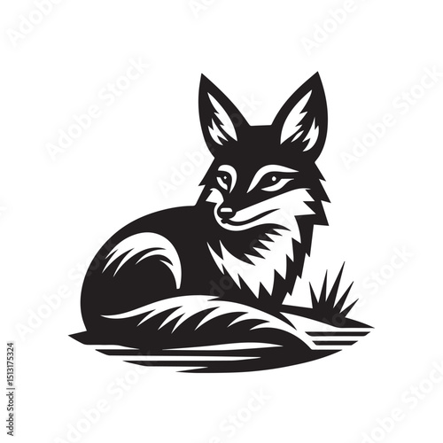 Jackal silhouette black and white vector icon